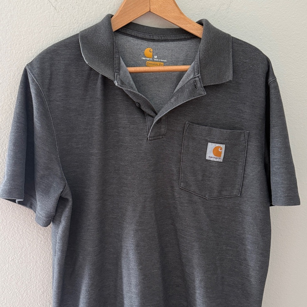 Carhartt Charcoal Original Fit Polo Shirt Size Medium